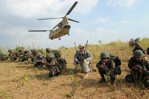 Philippine and US soldiers during a joint military exercise.