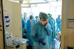 Doctors and nurses work in the Covid-19 intensive care unit at University Hospital Leipzig on November 18, 2021 in Leipzig, Germany.