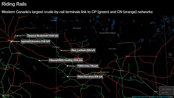 Canadian Oil Weakest in 2 Weeks as CN Rail Strike Traps Barrels