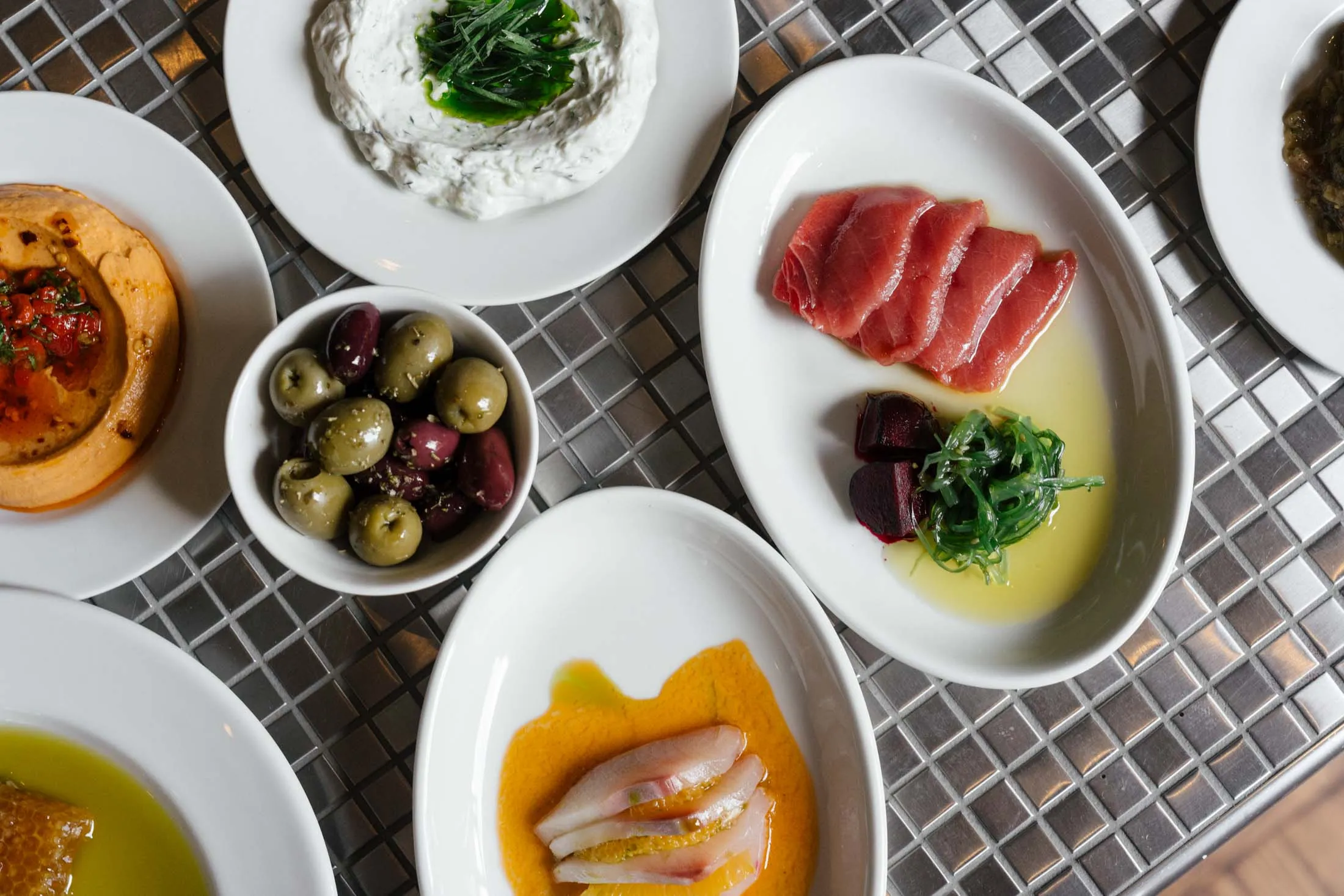 A spread at the just-opened Greek dining room Lagana.