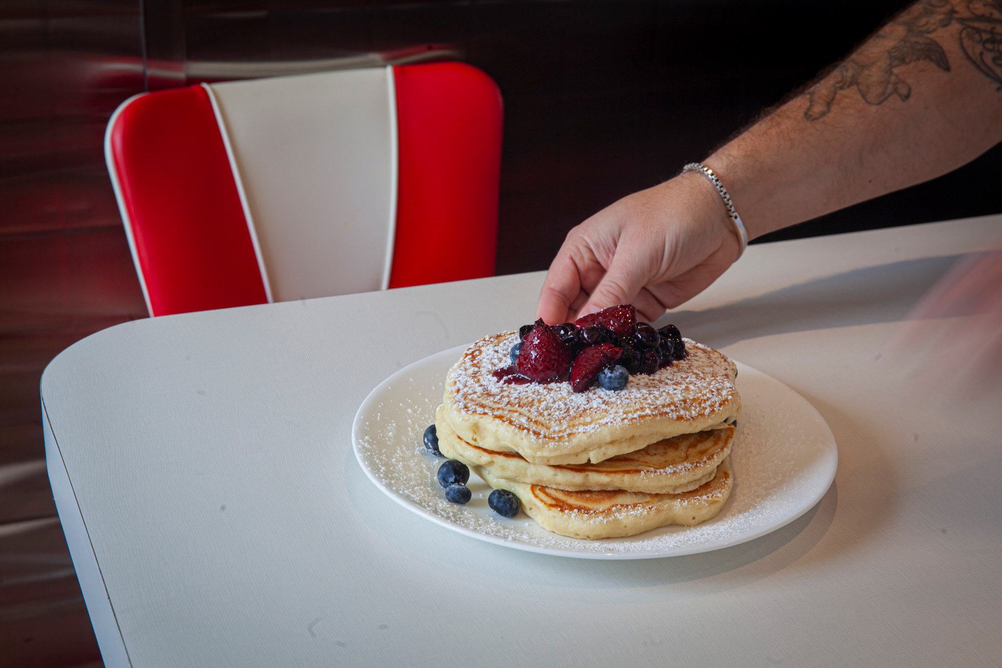 Pancakes with local fresh fruit at Babe's in Sag Harbor.