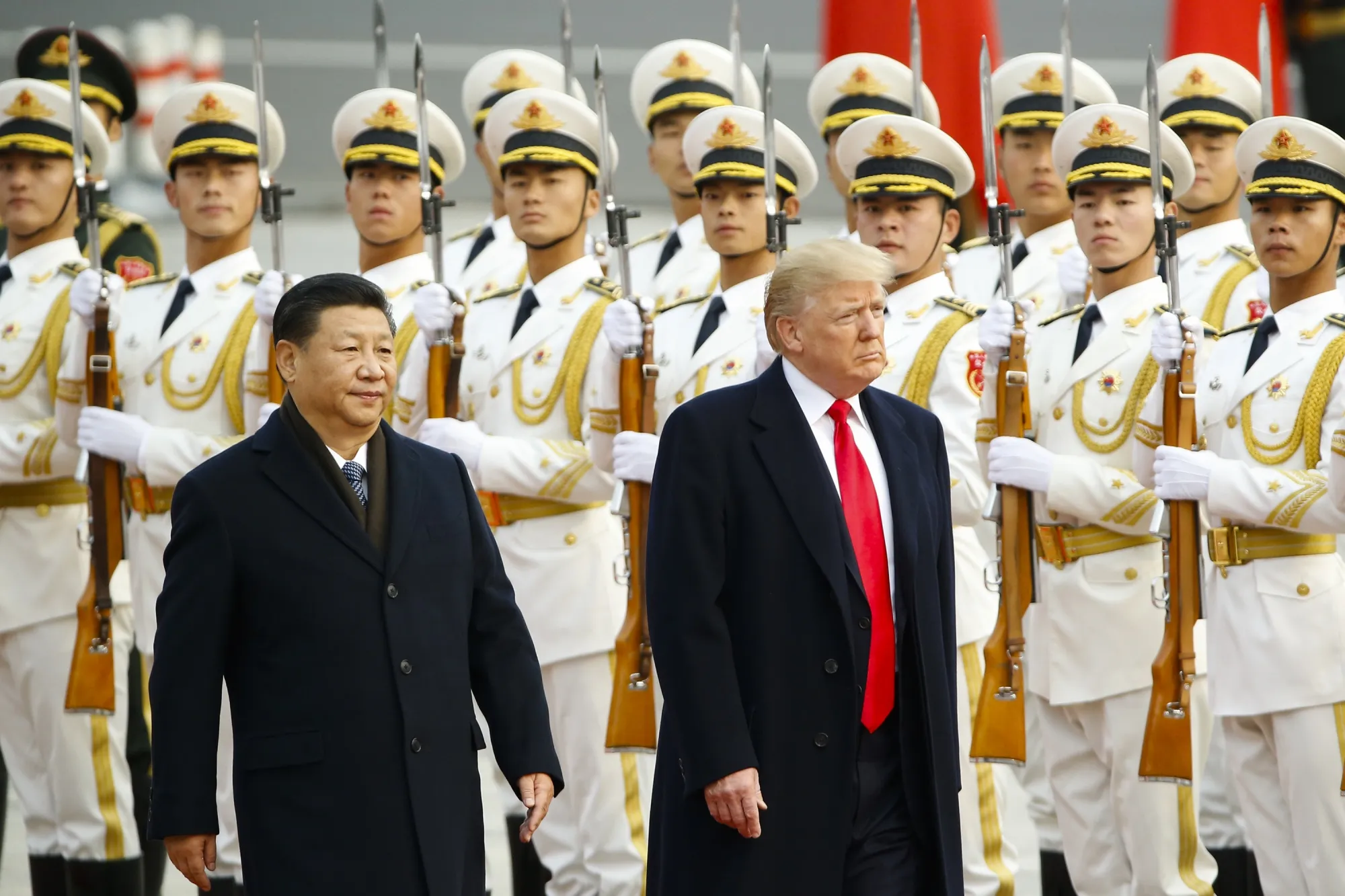 Chinese&nbsp;President Xi Jinping and the US’s Donald Trump during&nbsp;a welcoming ceremony in Beijing in 2017.&nbsp;