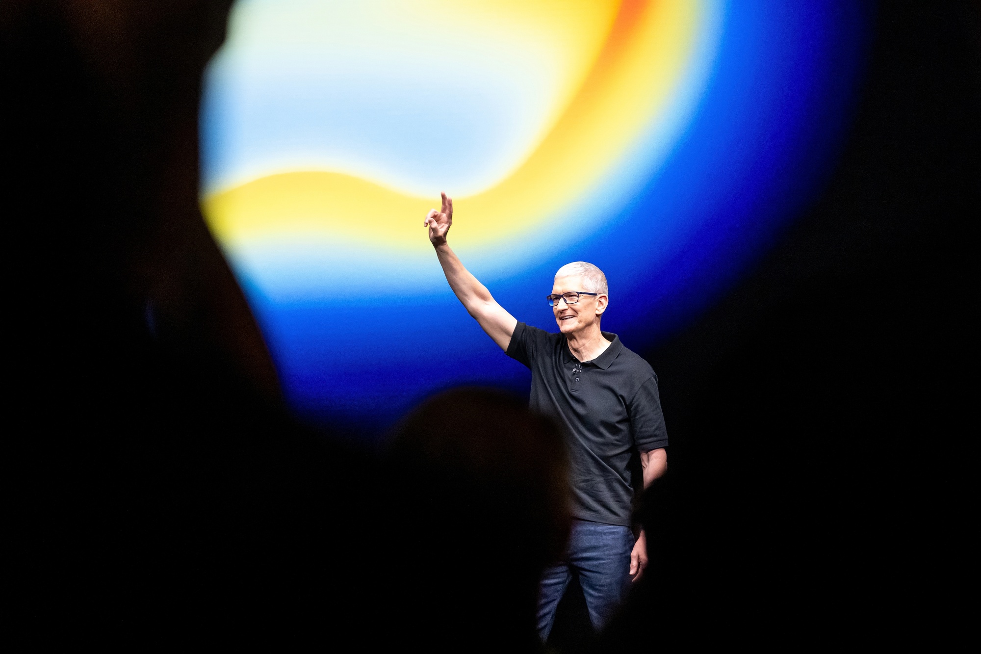 Tim Cook&nbsp;inside the Steve Jobs Theater during an event at Apple Park campus in Cupertino, California on Sept. 9.
