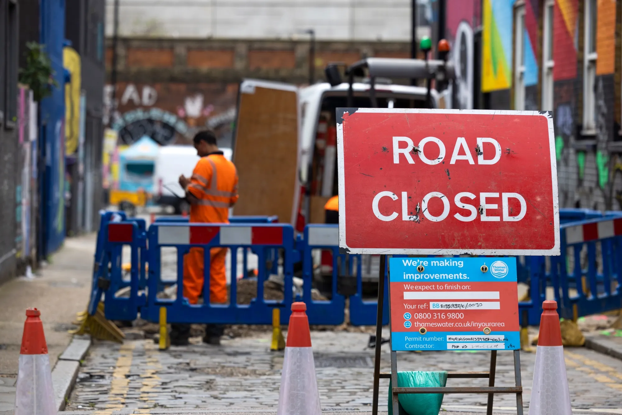 A Thames Water works site in London.
