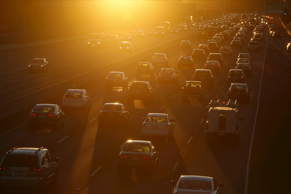 Morning rush-hour traffic on the 101 in Palo Alto.