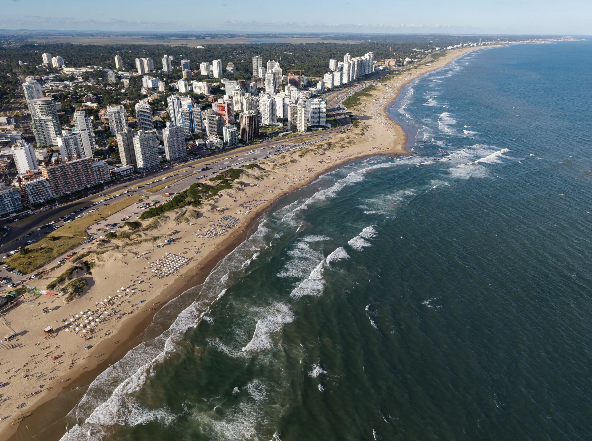 Aerial view of Punta del Este seaside resort, in Maldonado, Uruguay.