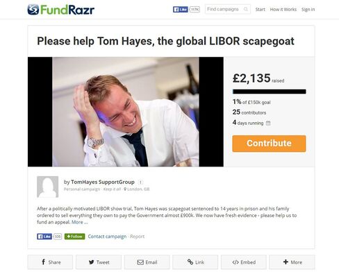 Tom Hayes Fundrazr webpage.