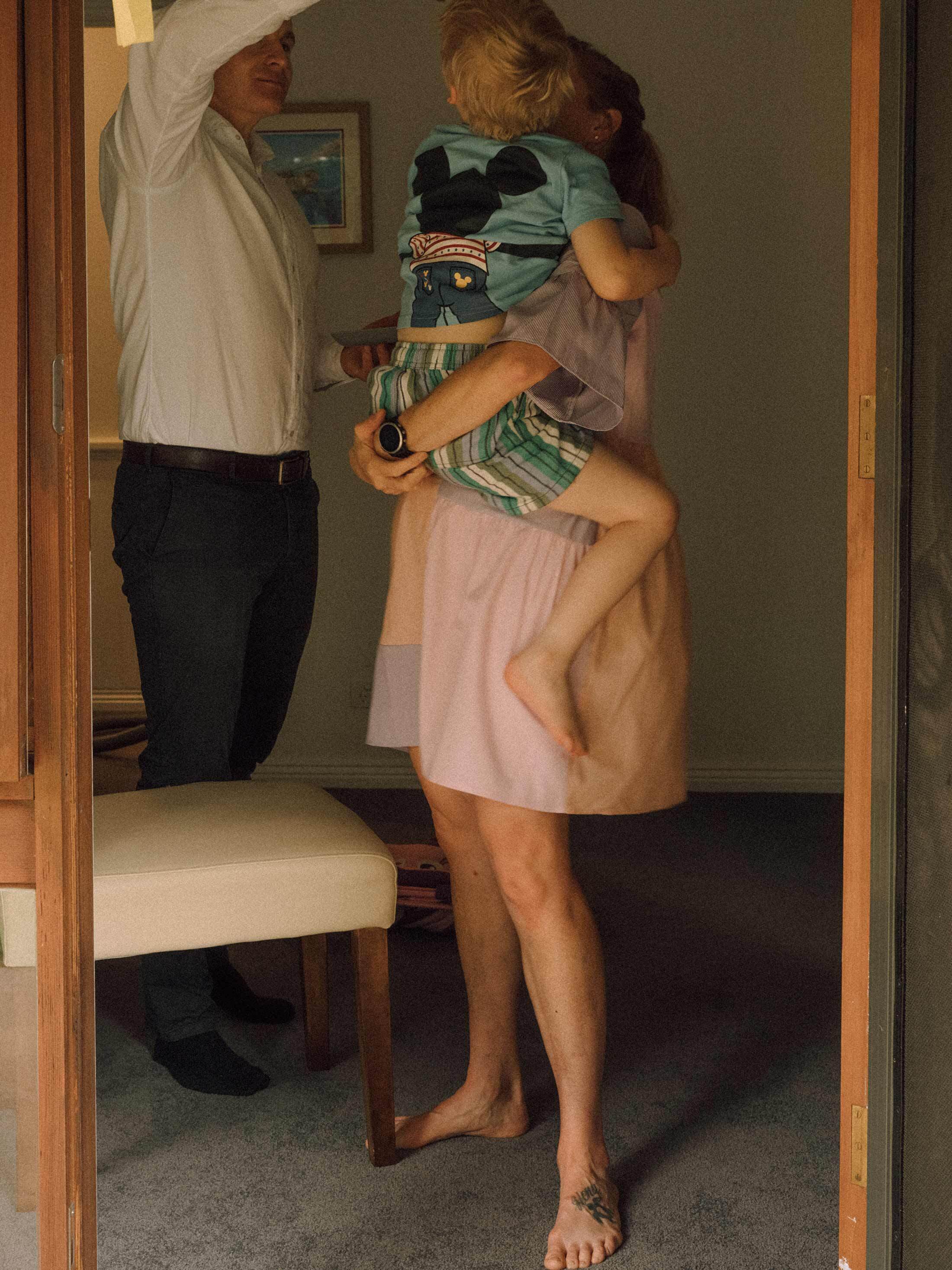 Paul and Alice Kempton with their son Rupert, at their home in Batesford, Australia