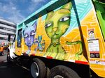 One of Valparaiso's new painted garbage trucks 