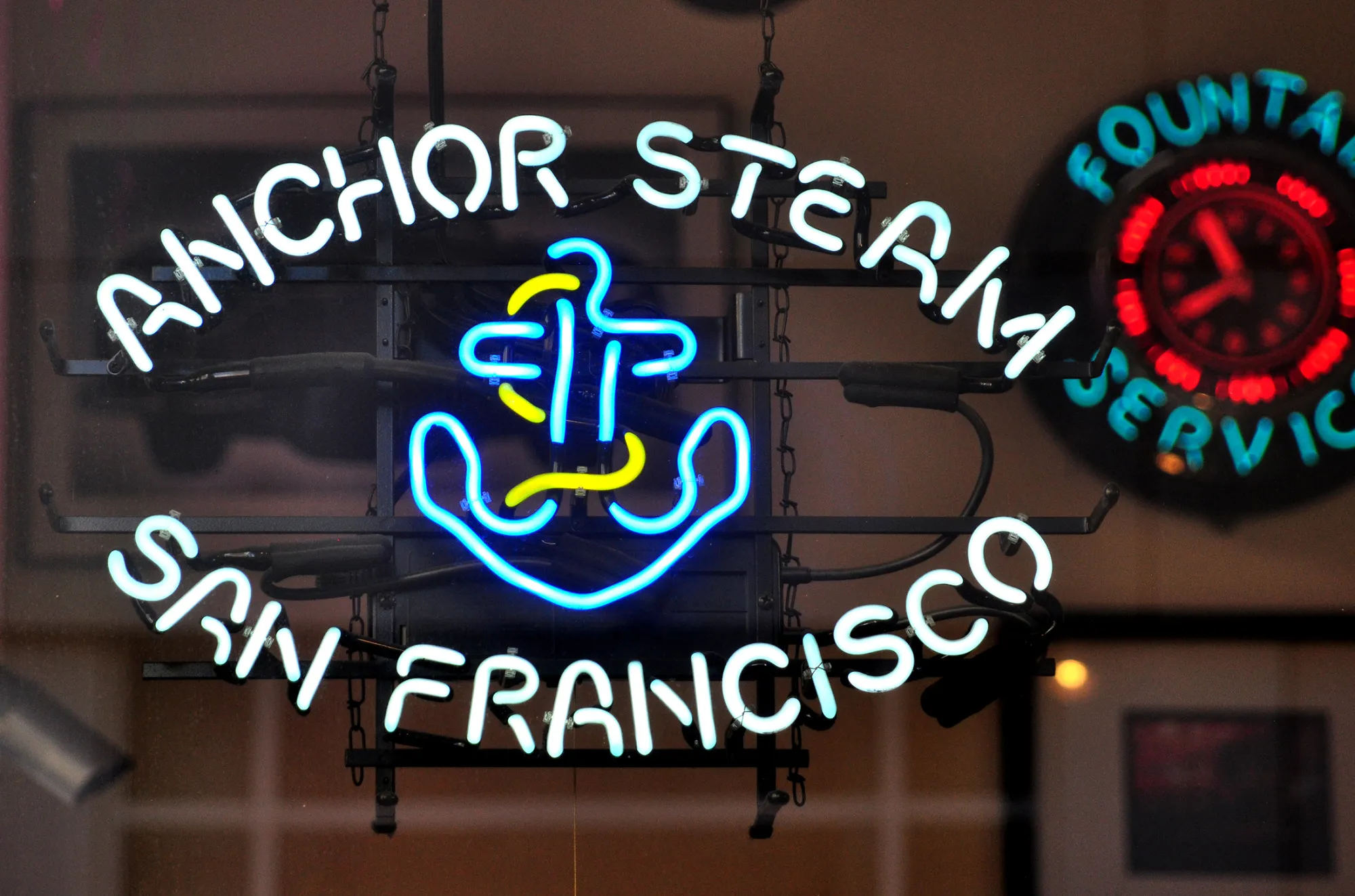 A neon sign advertises Anchor Steam beer in San Francisco on May 13, 2013.
