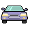 Pixelated purple car with mint tinted windows