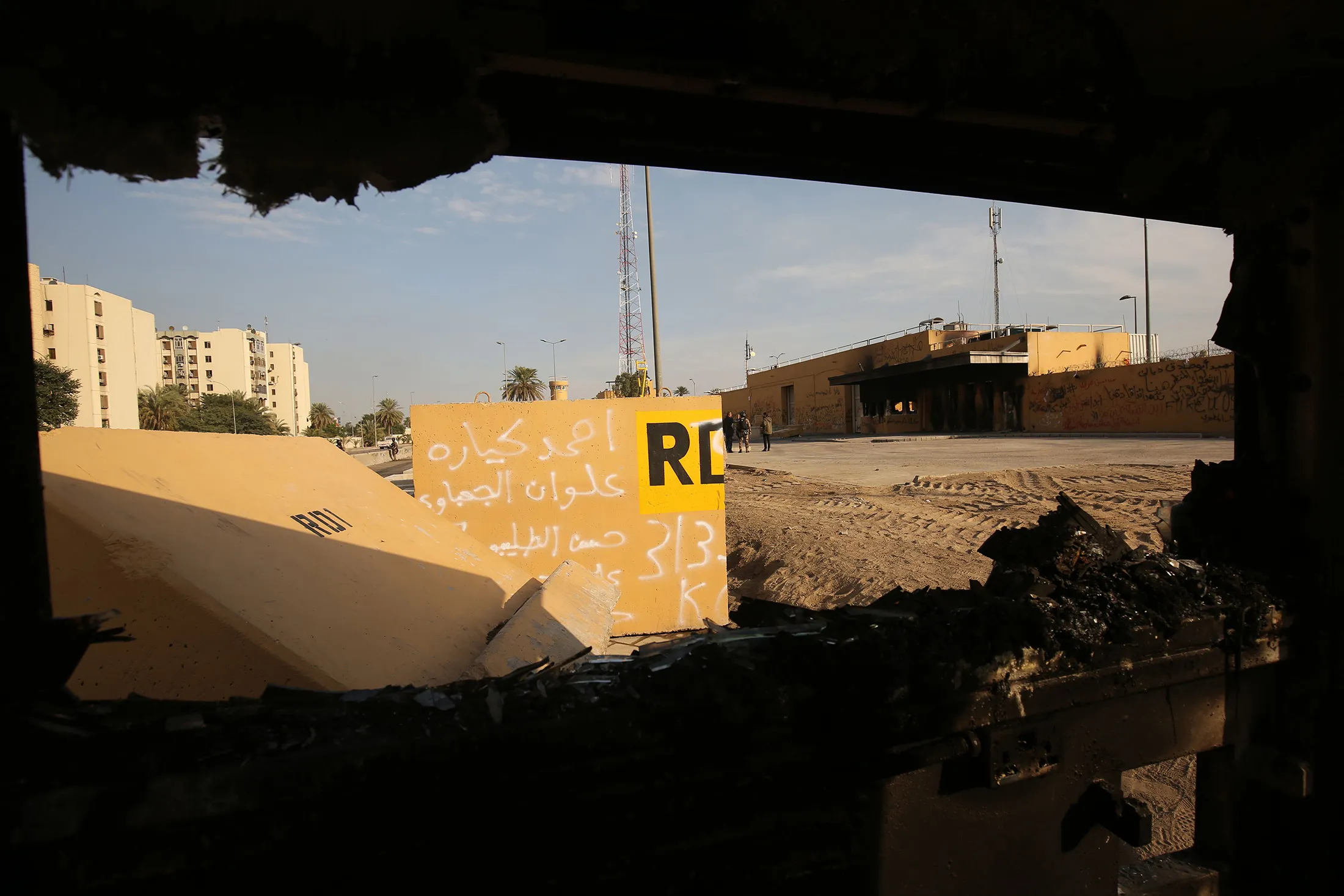 A picture shows the entrance leading to the US embassy in the capital Baghdad on Jan. 2