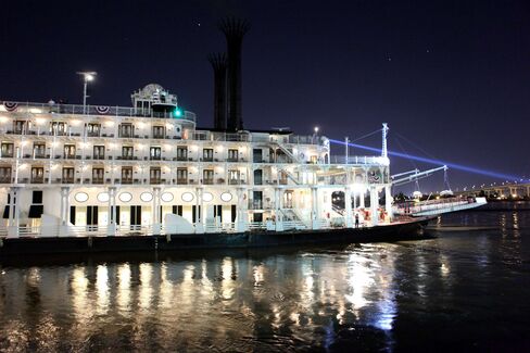 The American Queen departs from New Orleans in April 2012.