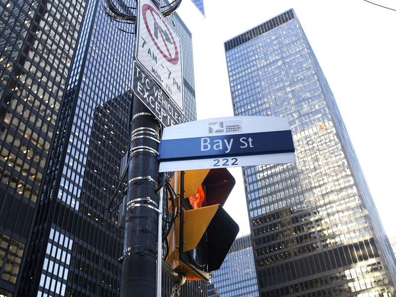Toronto's Financial District As Stock Market Bloodbath Kept At Bay In Canada With Gold Rally