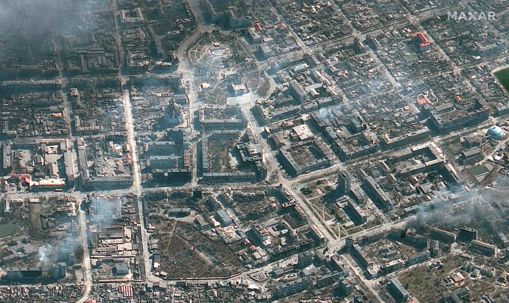 Reparations will be a nasty sticking point even in outcomes where bloodshed stops relatively soon. Above: Mariupol.