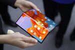 A Huawei Mate X foldable 5G mobile device