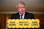 U.K. Prime Minister Boris Johnson speaks during a coronavirus press conference at 10 Downing Street in London&nbsp;on Jan. 22.