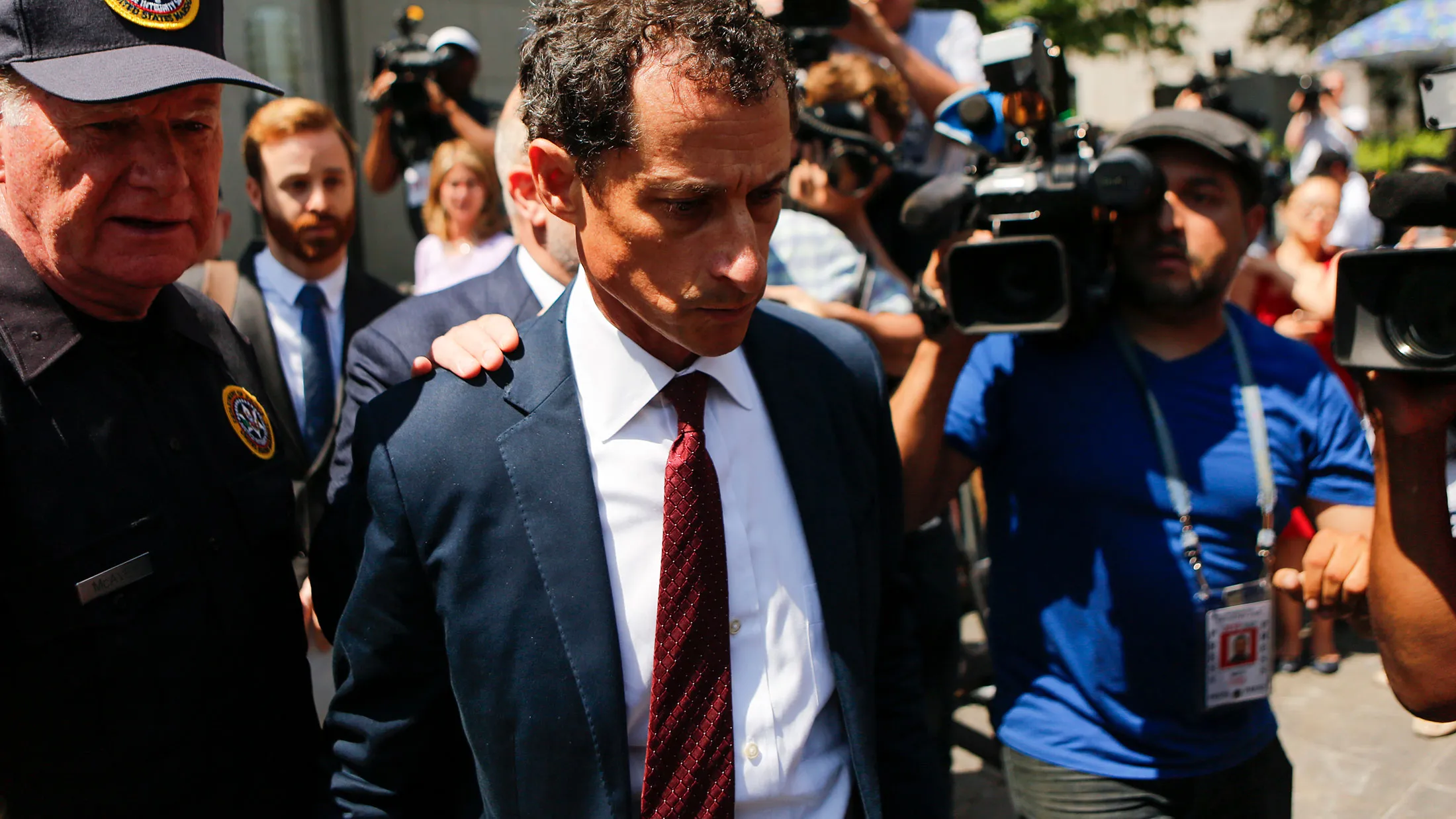 Former Democratic Representative Anthony Weiner exits federal court in Manhattan on May 19, 2017.
