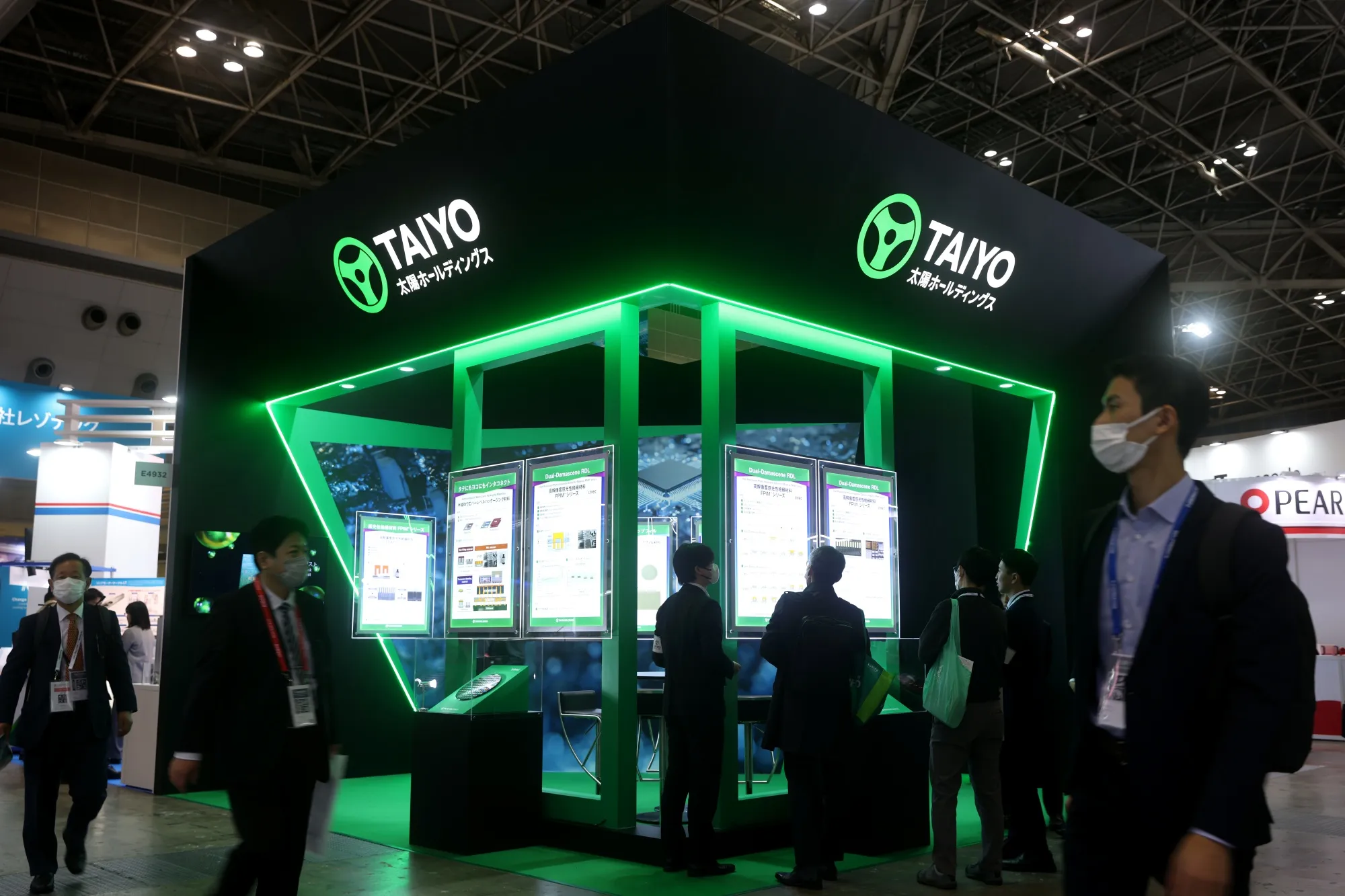 The Taiyo Holdings Co. booth at the Semicon Japan exhibition in Tokyo.