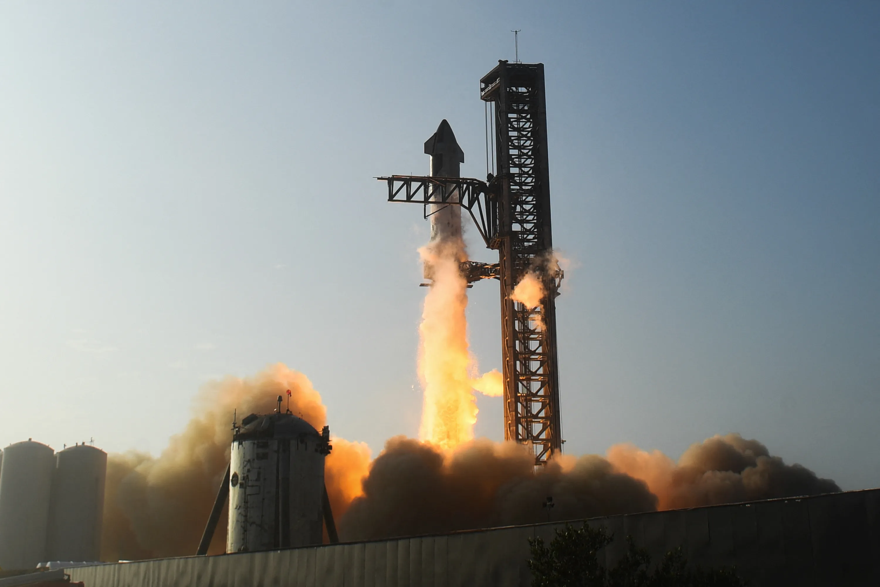 The SpaceX Starship lifts off from the launchpad on April 20.
