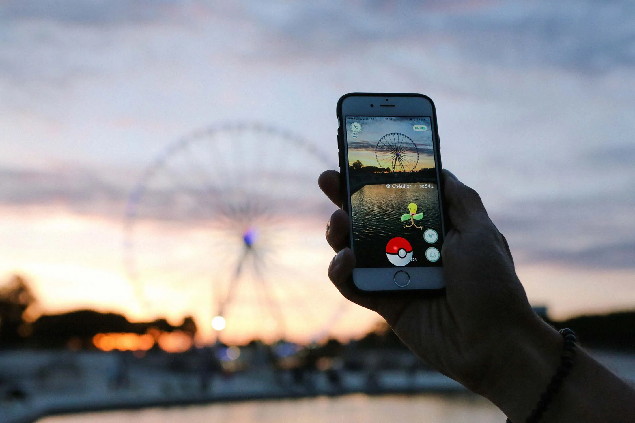 Playing Pokémon Go in Paris.