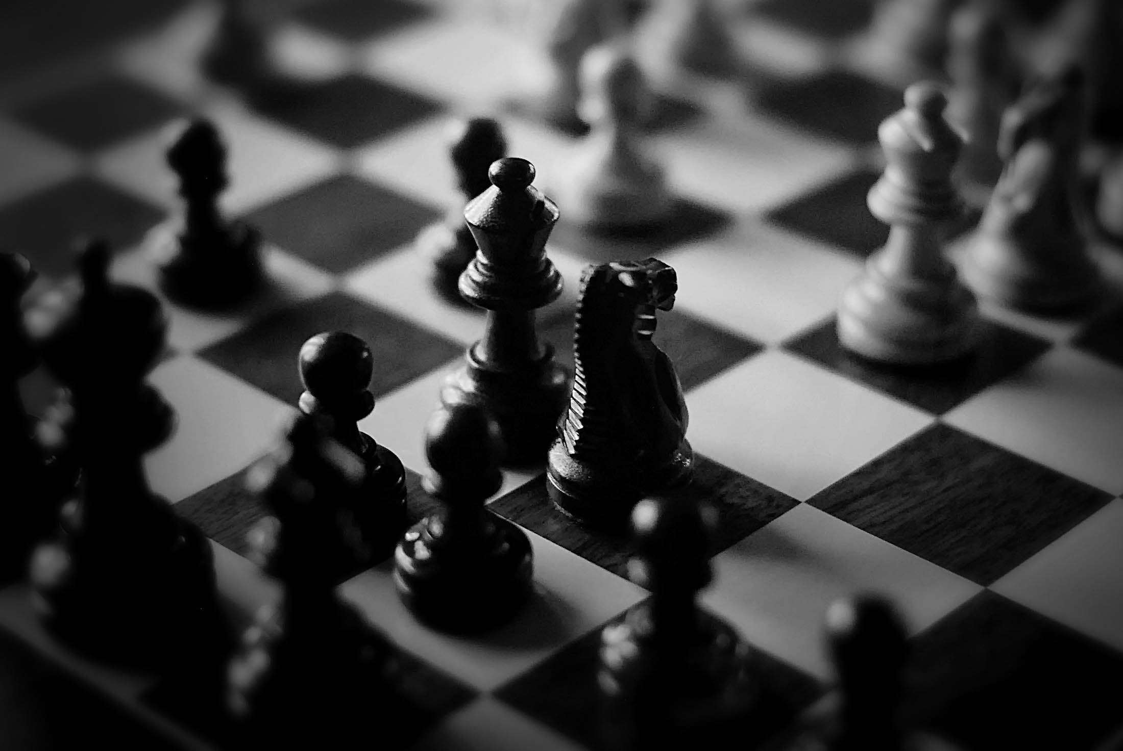 Game of chess in black and white
