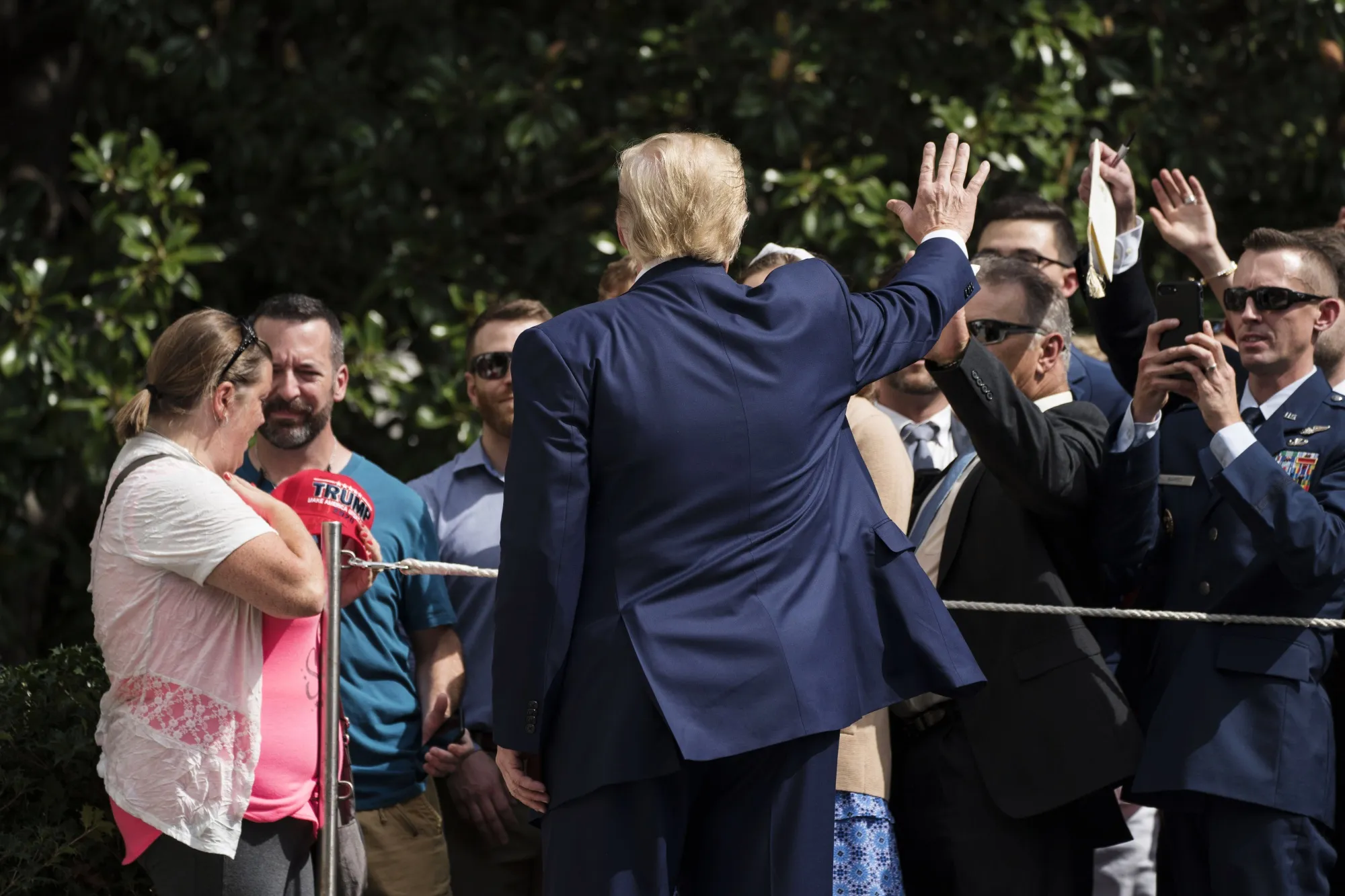 Donald Trump greets people on the South Lawn of the White House in September.