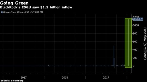 Fink’s Climate Pledge Pays Off With BlackRock’s Green ETF Adding Record Cash