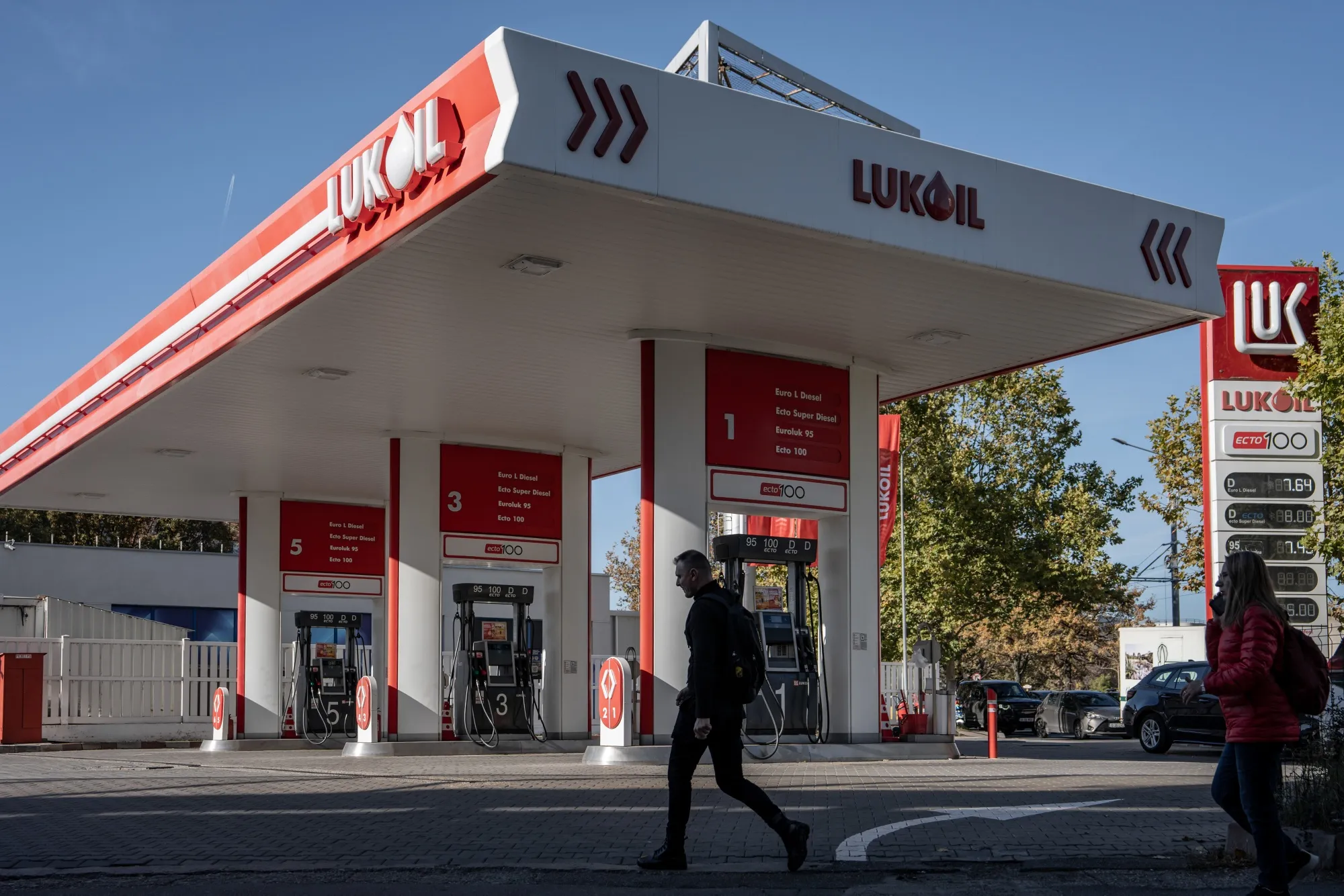 A Lukoil PJSC gas station in Bucharest, Romania.