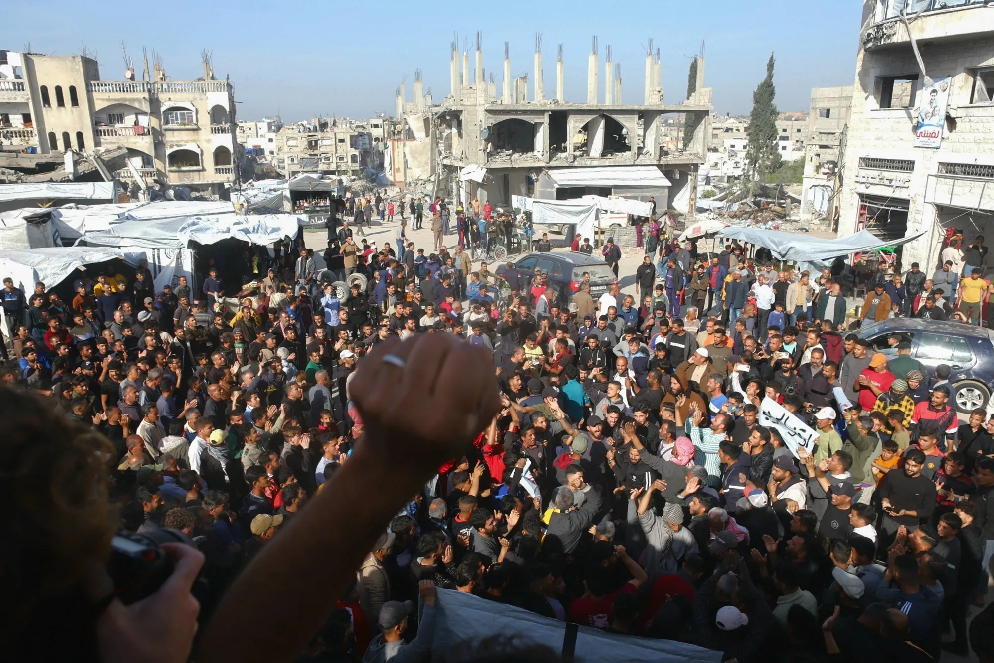 Demonstrators in Beit Lahia, northern Gaza, on March 26.
