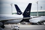 Grounded Deutsche Lufthansa AG aircraft at Munich Airport.