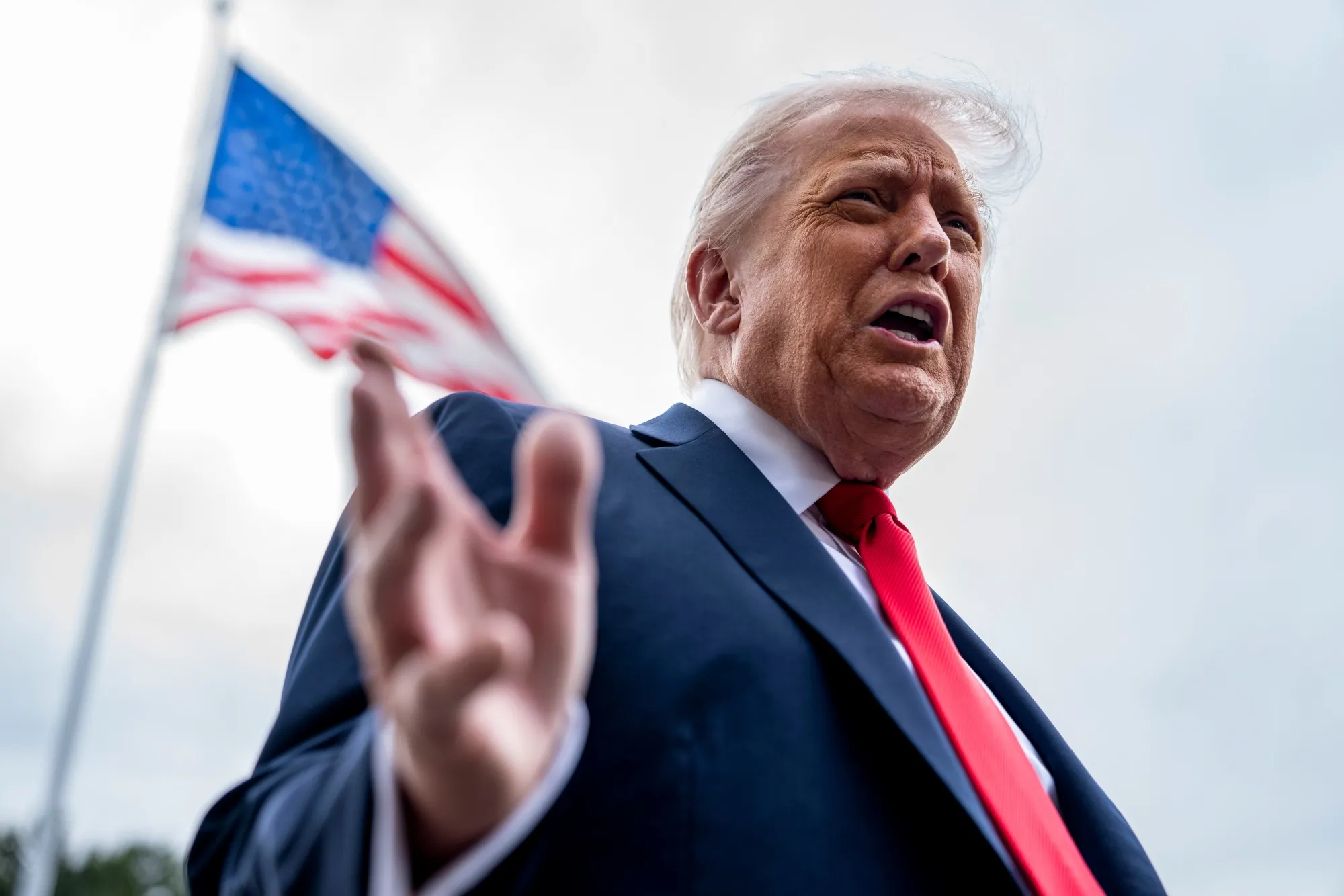 Donald Trump speaks to members of the media at the White House on Sept. 16.