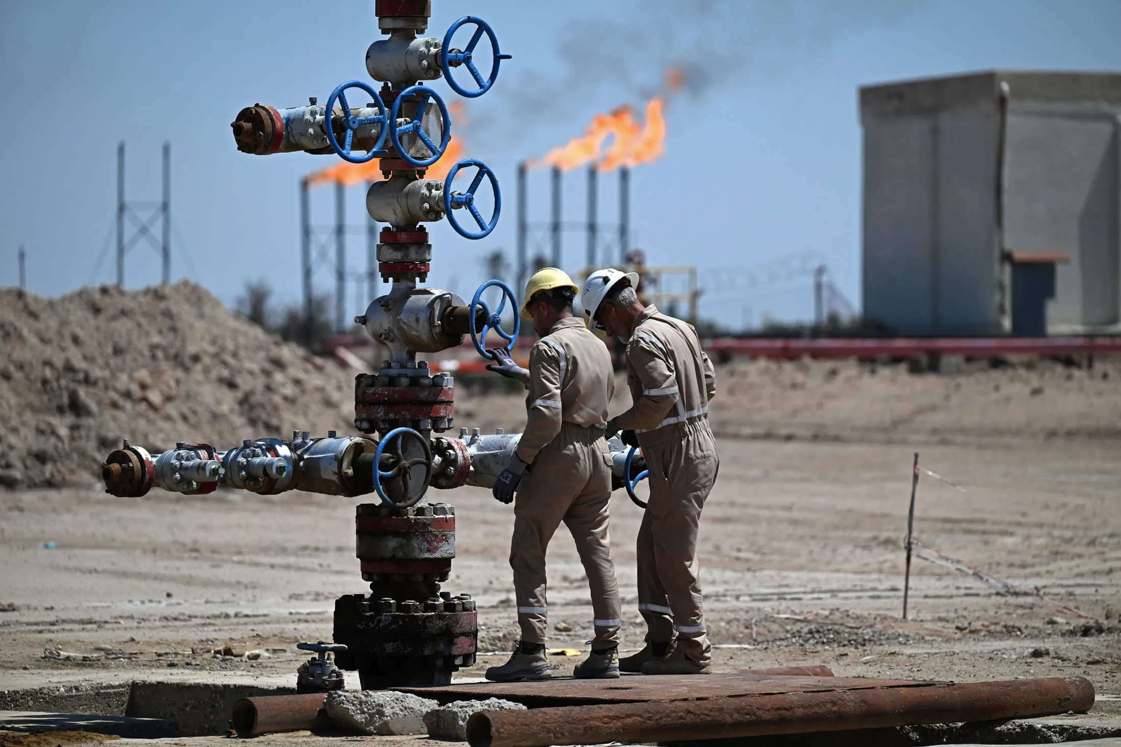 An oil and gas field near Basra, Iraq in April.