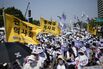 Members of The Korea Medical Association attend at a rally against the government's medical policy, in Seoul, in June 2024.