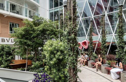 The ship's Central Park neighborhood—an open-air section in the center of the ship—is a key design feature, with some 12,000 live plants in a meandering garden than spans more than the length of a football field.