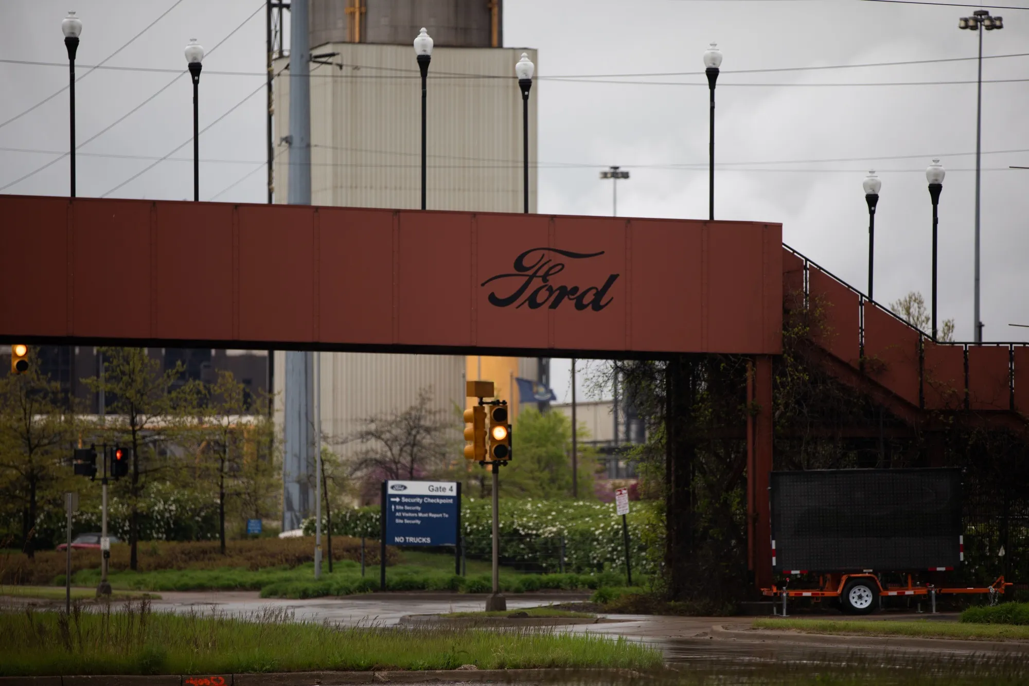 The Ford Motor Rouge assembly plant stands in Dearborn, Michigan on May 18.