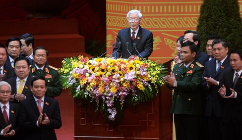 Newly re-elected Vietnam Communist Party Secretary General Nguyen Phu Trong.