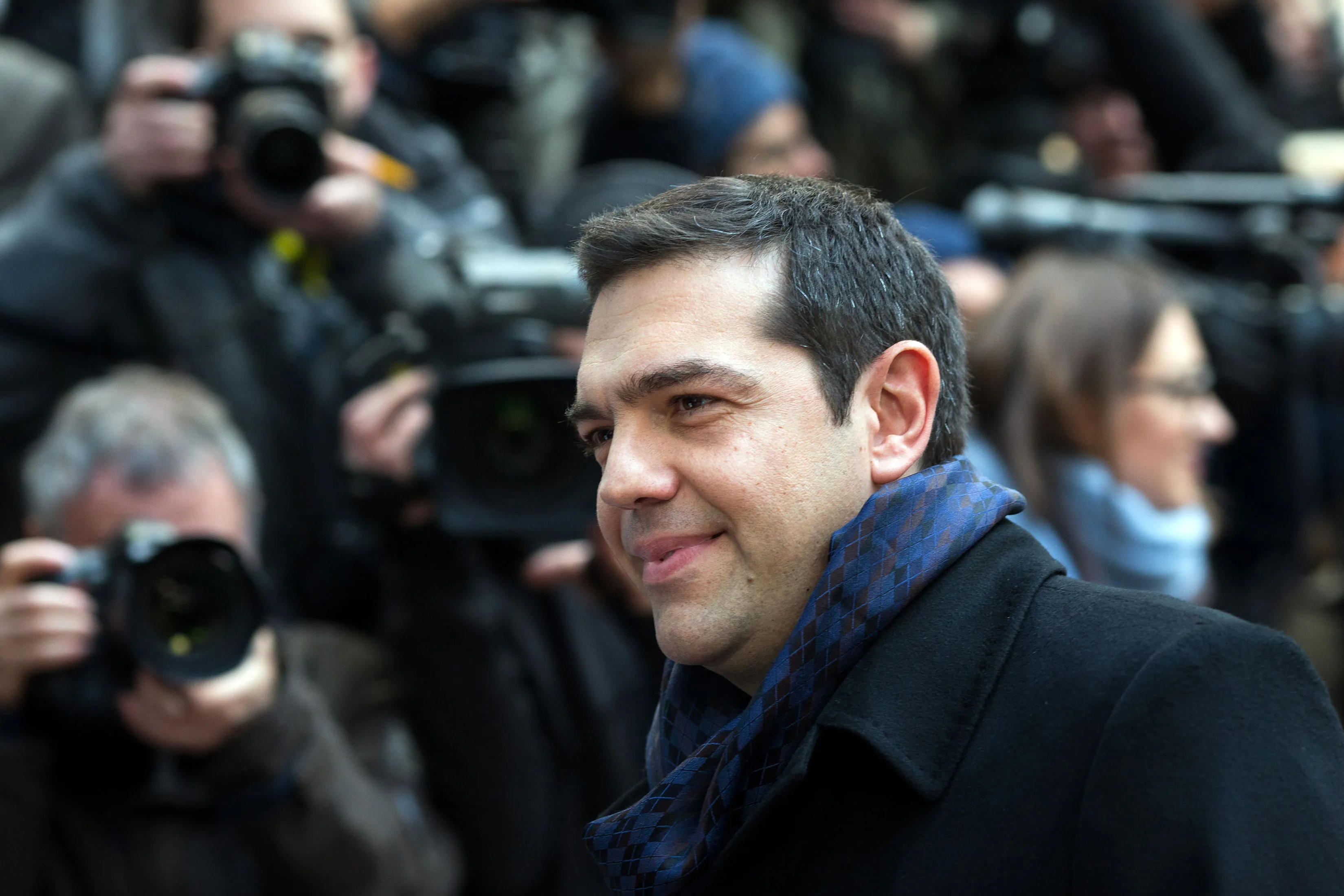 Alexis Tsipras, Greece's prime minister, arrives for a European Union leaders summit in Brussels on Feb. 12.
