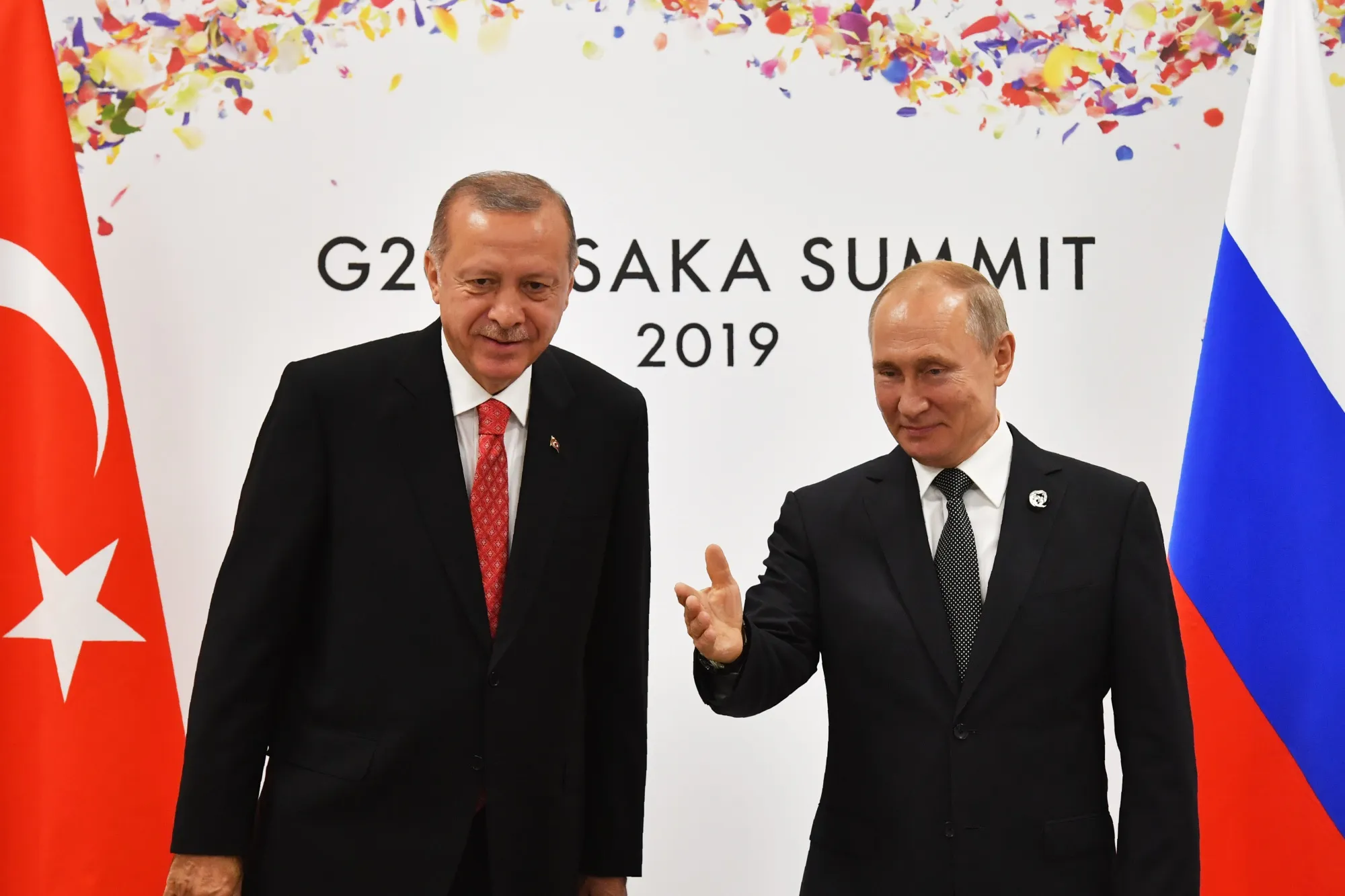 Vladimir Putin with Recep Erdogan in Osaka on June 29. 
