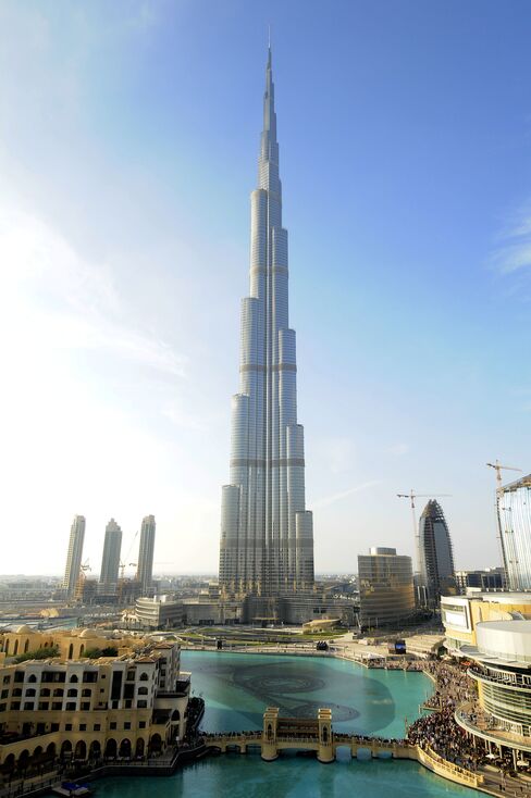 The 200-story Burj Khalifa building stands in Dubai