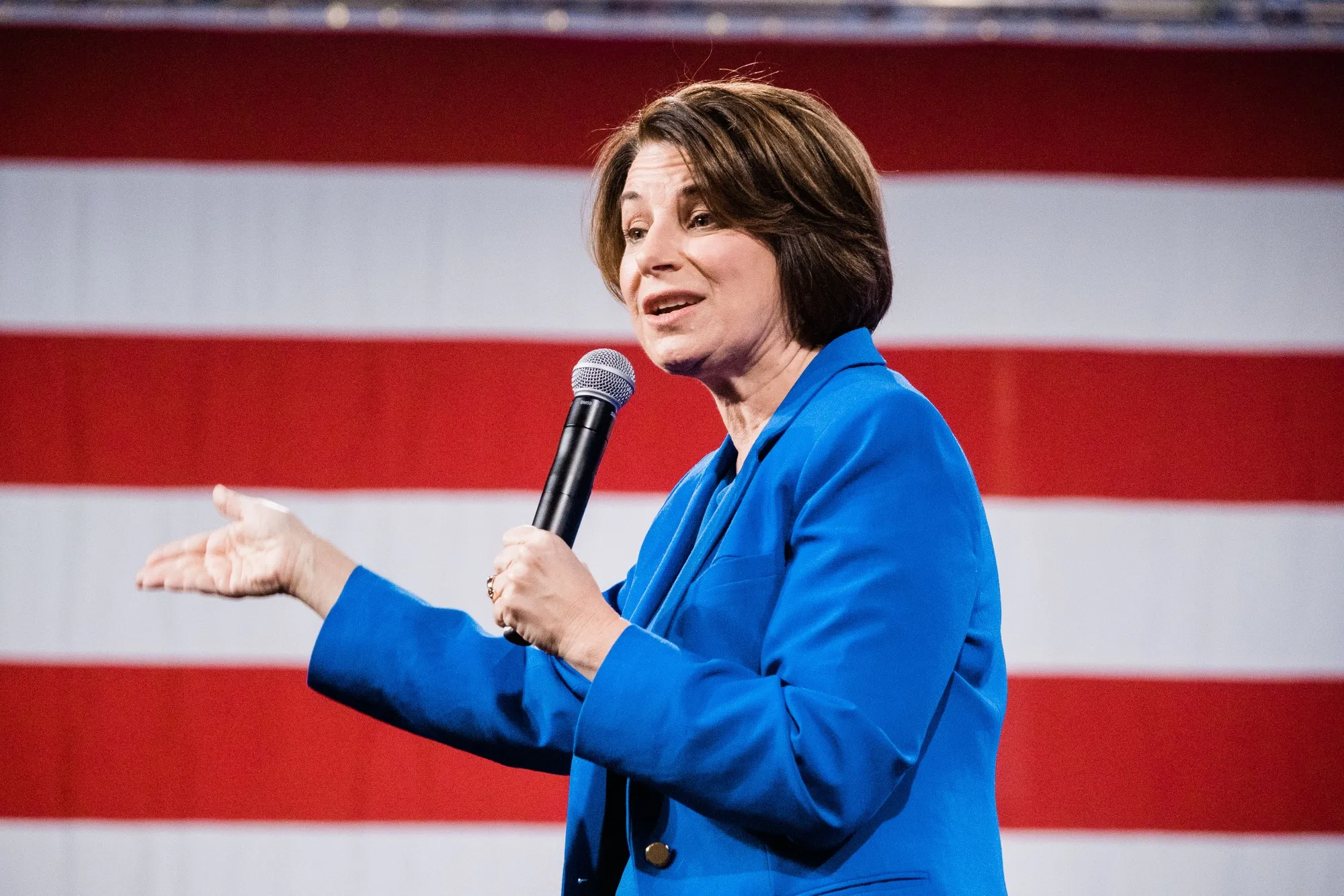 Amy Klobuchar speaks in Concord, New Hampshire, on Feb. 8.