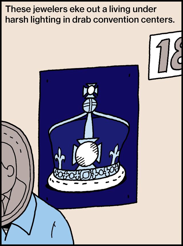 These jewelers eke out a living under harsh lighting in drab convention centers.