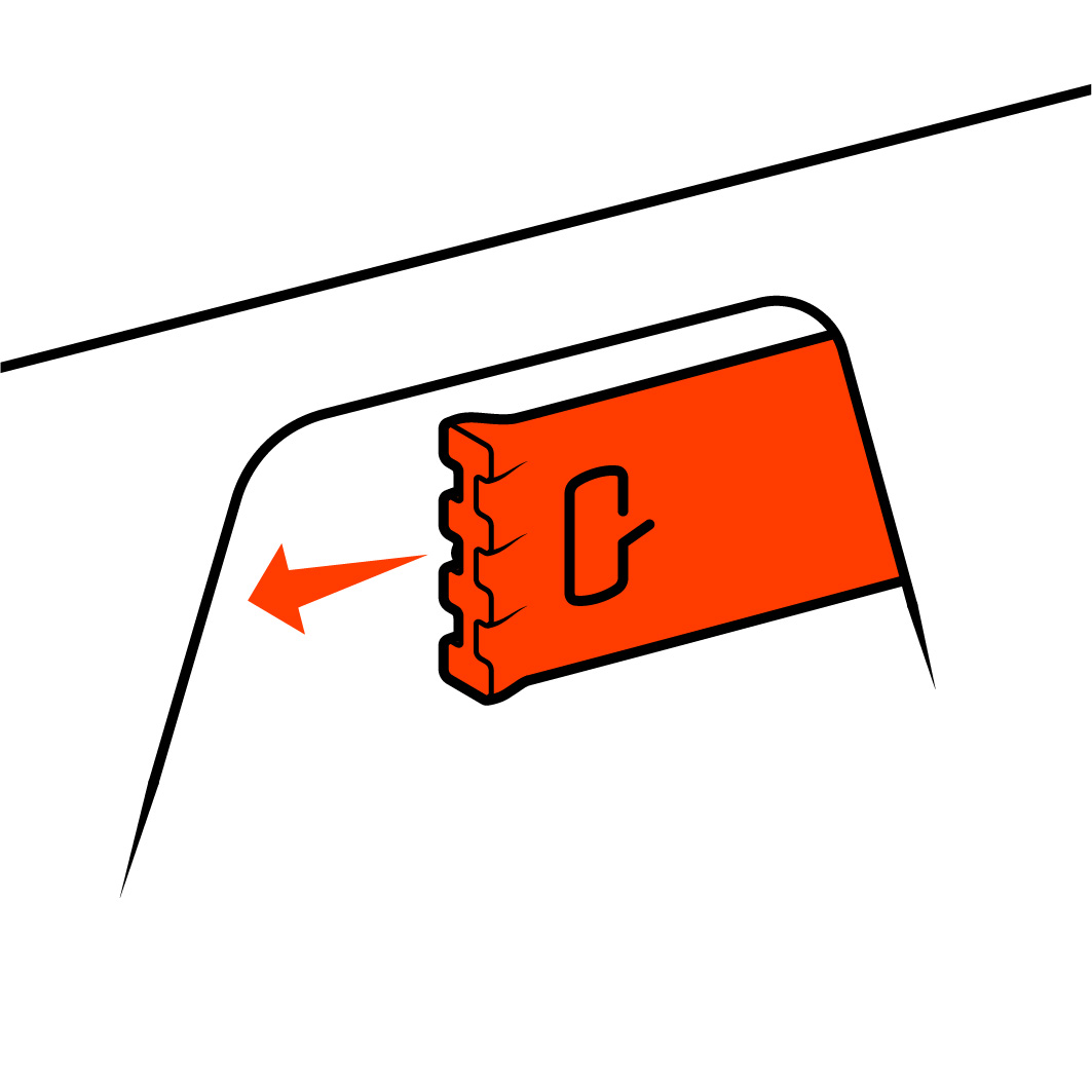 Close up view of the manual release cable