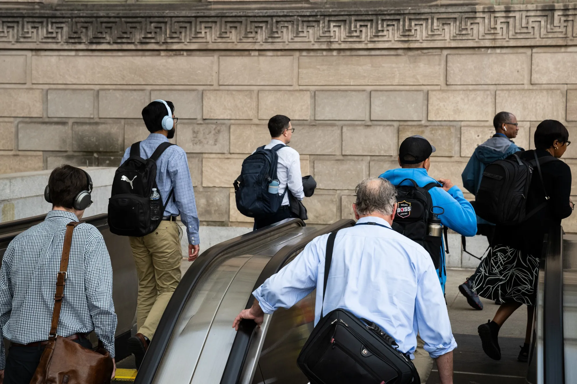 Commuters in Washington in May.