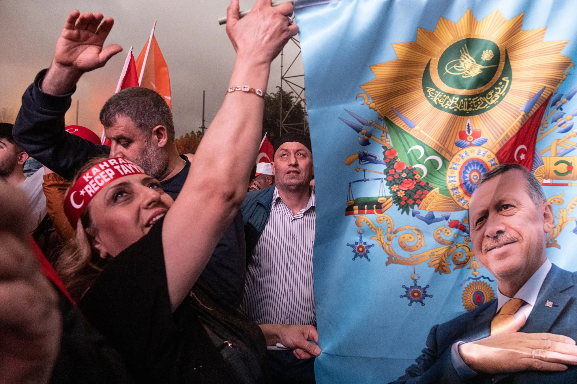 Supporters of Recep Tayyip Erdogan celebrate in front of AKP party headquarters in Istanbul, Turkey, on&nbsp;May 28.