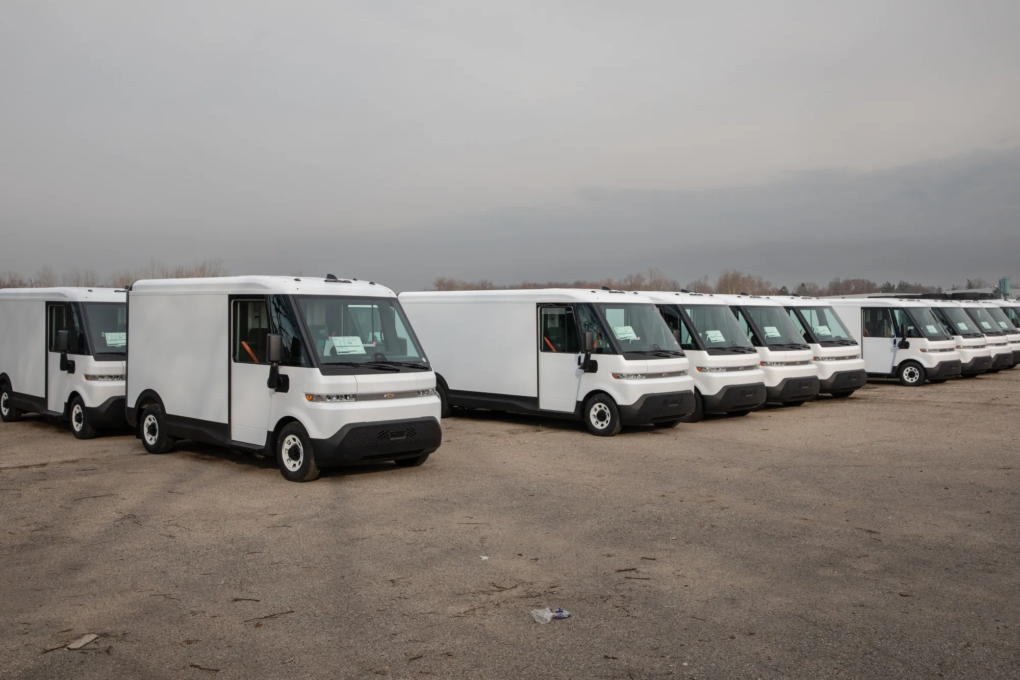 BrightDrop electric vans at the General Motors CAMI Assembly Plant in Ingersoll, Ontario.