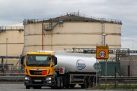 A petrol tanker at the Kingsbury Fuel Terminal near Tamworth, U.K., on Sept. 24. 