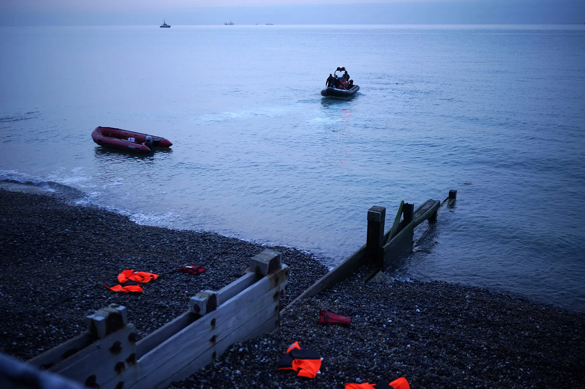 St Margaret's Bay after the migrants landed from France..