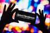 In this photo illustration, the Janus Henderson logo is