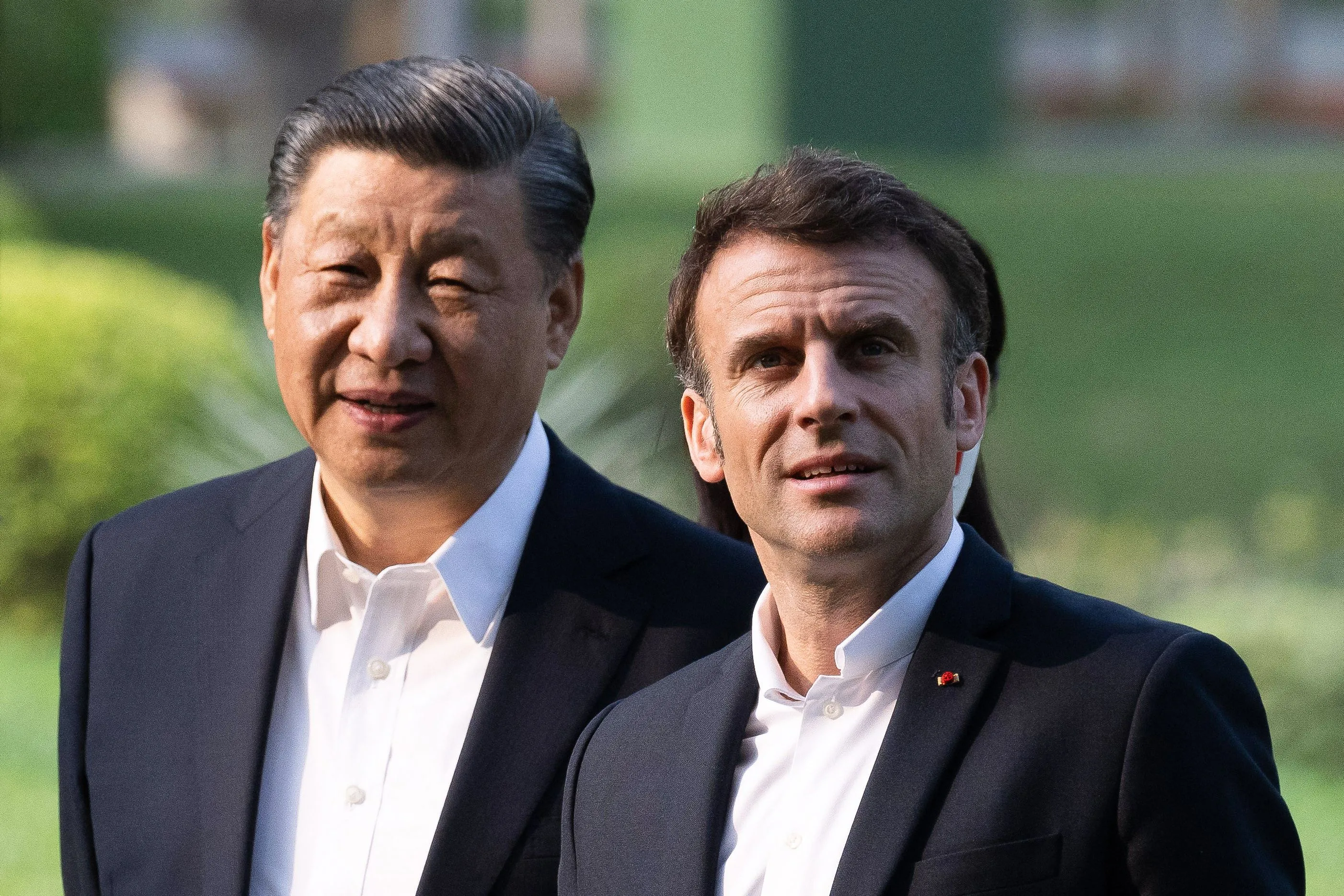 Presidents Xi Jinping of China and Emmanuel Macron of France in 2023.